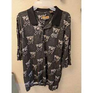 Bobby Chan Mens Long Sleeve Floral Print Button Down Shirt XL